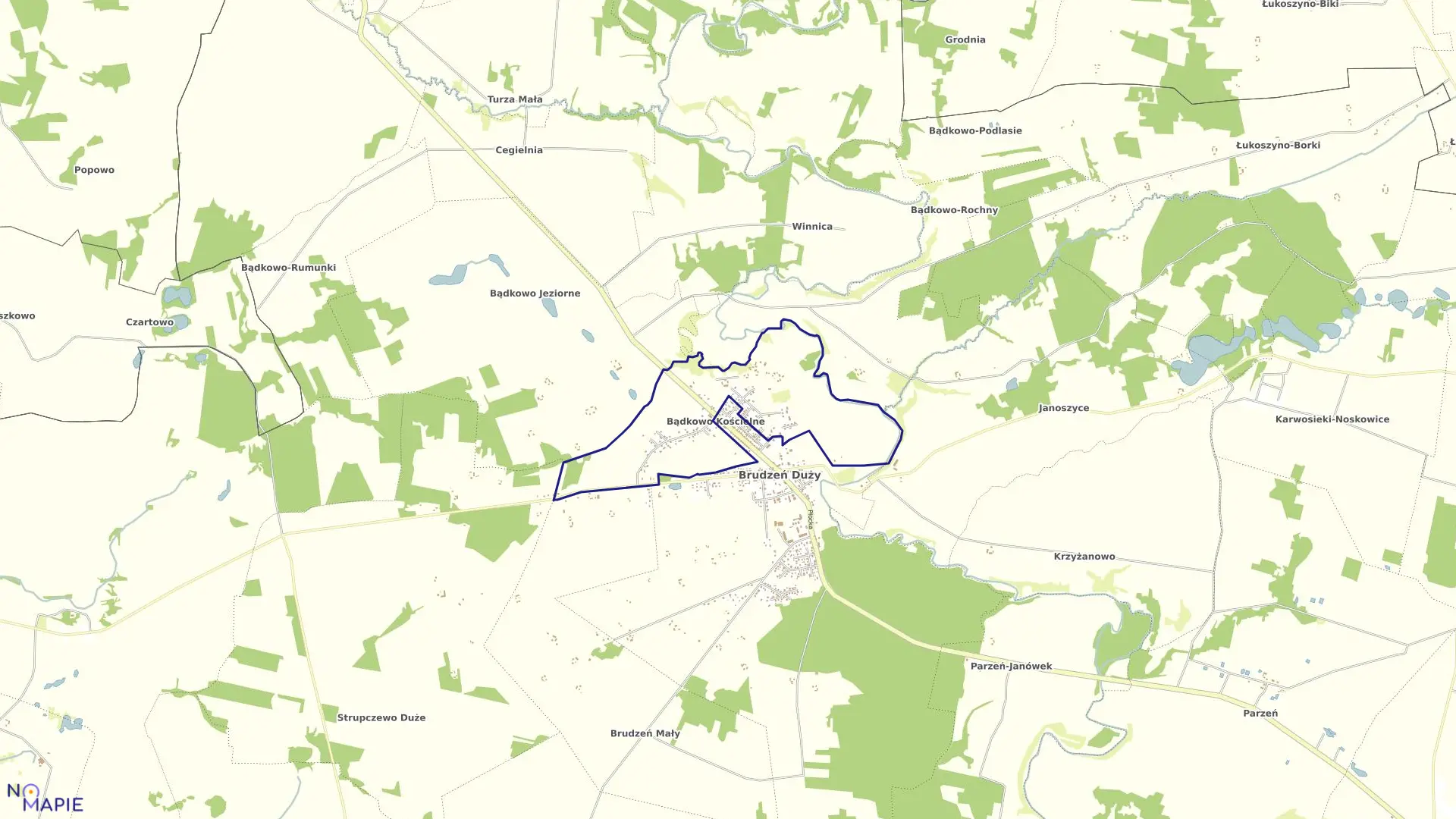 Mapa obrębu BĄDKOWO KOŚCIELNE w gminie Brudzeń Duży