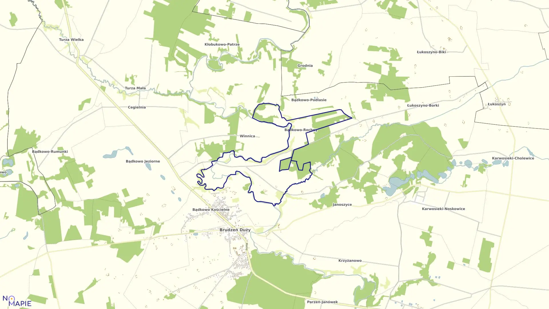 Mapa obrębu BĄDKOWO ROCHNY w gminie Brudzeń Duży