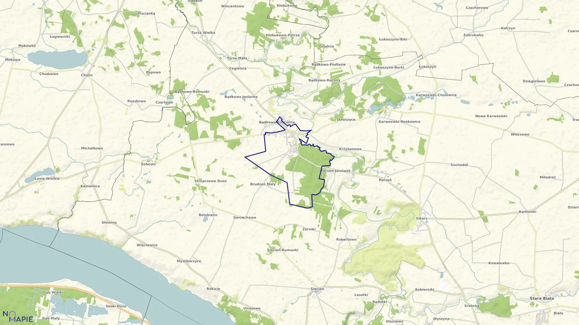 Mapa obrębu BRUDZEŃ DUŻY w gminie Brudzeń Duży