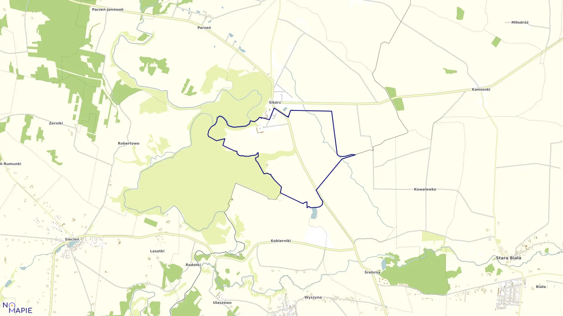 Mapa obrębu PGR SIKÓRZ w gminie Brudzeń Duży