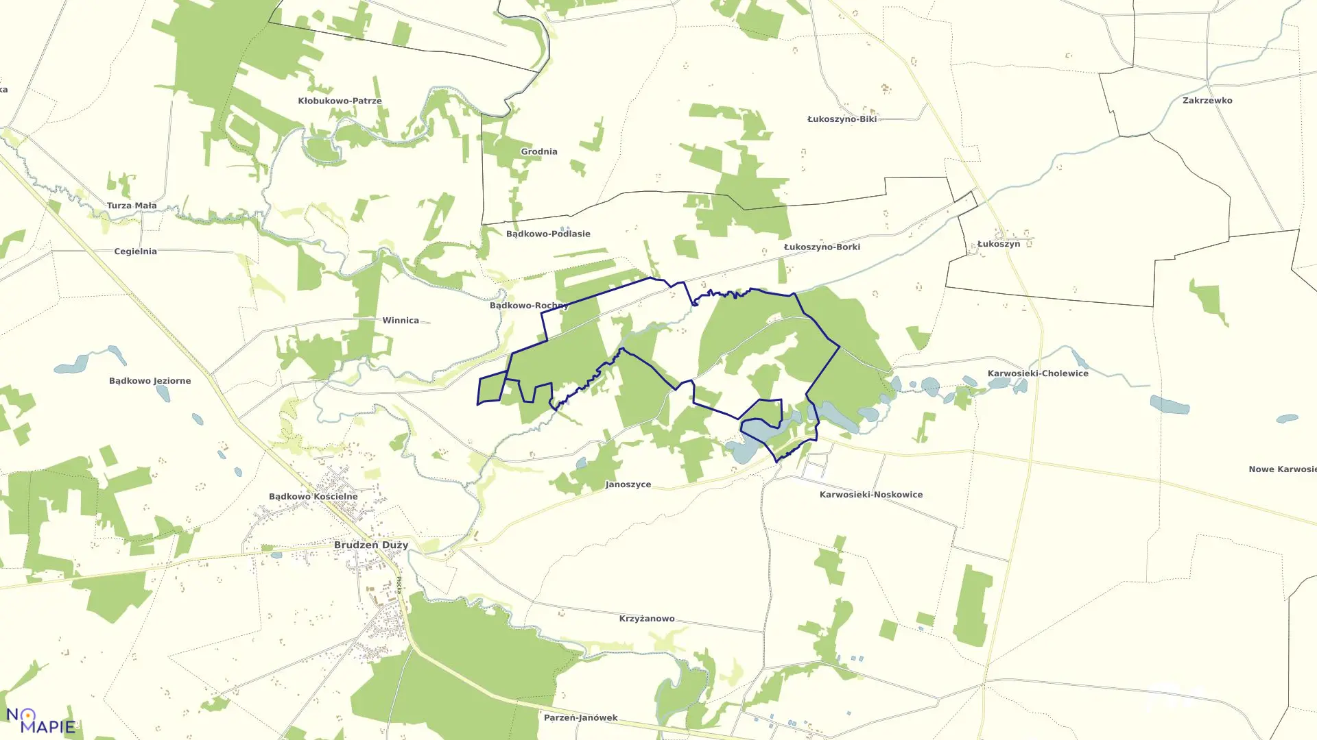 Mapa obrębu ROCHNY PODLASIE w gminie Brudzeń Duży