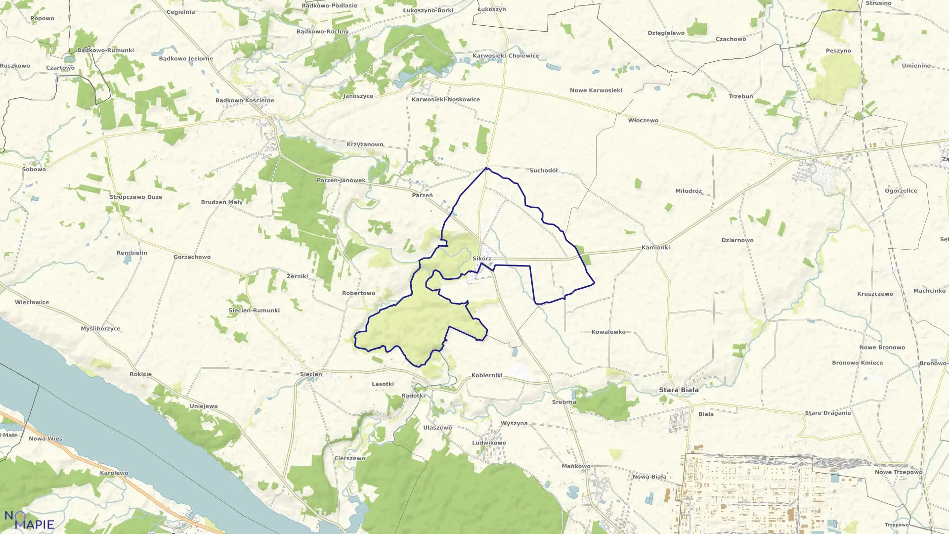 Mapa obrębu SIKÓRZ w gminie Brudzeń Duży