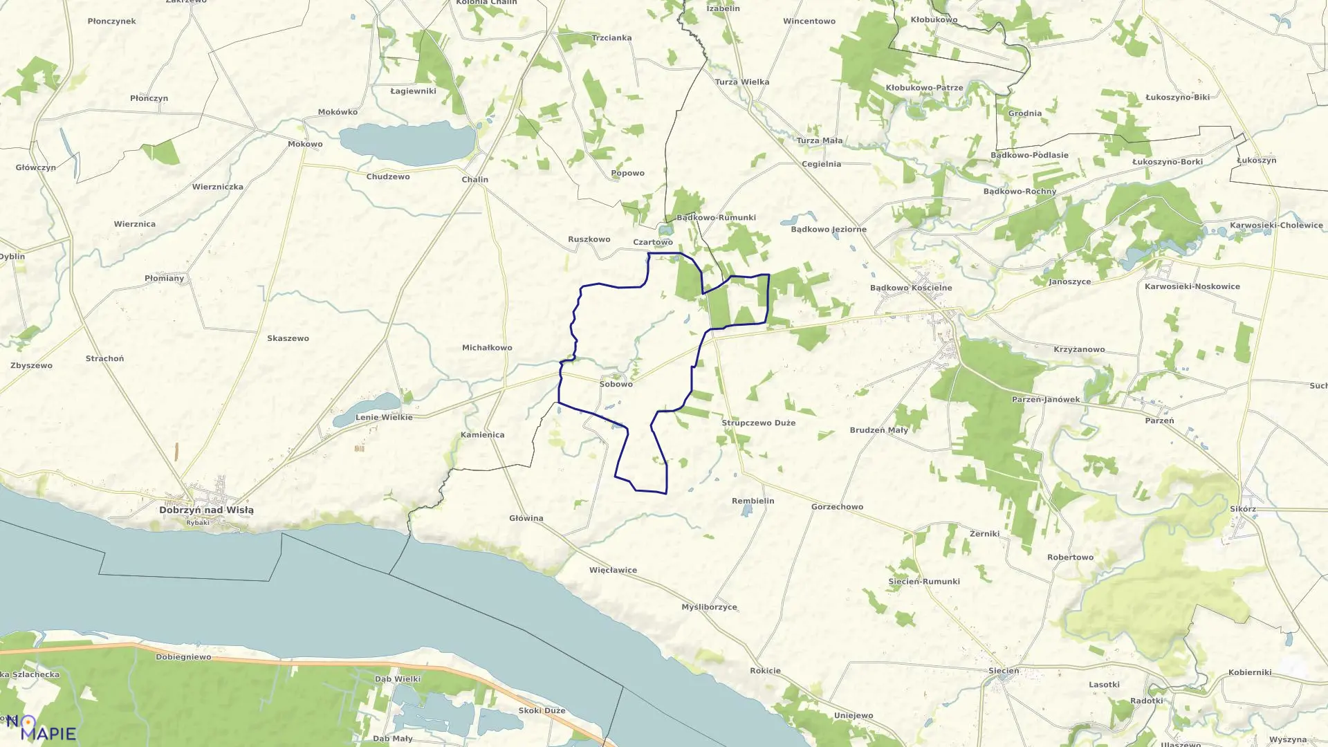 Mapa obrębu SOBOWO w gminie Brudzeń Duży