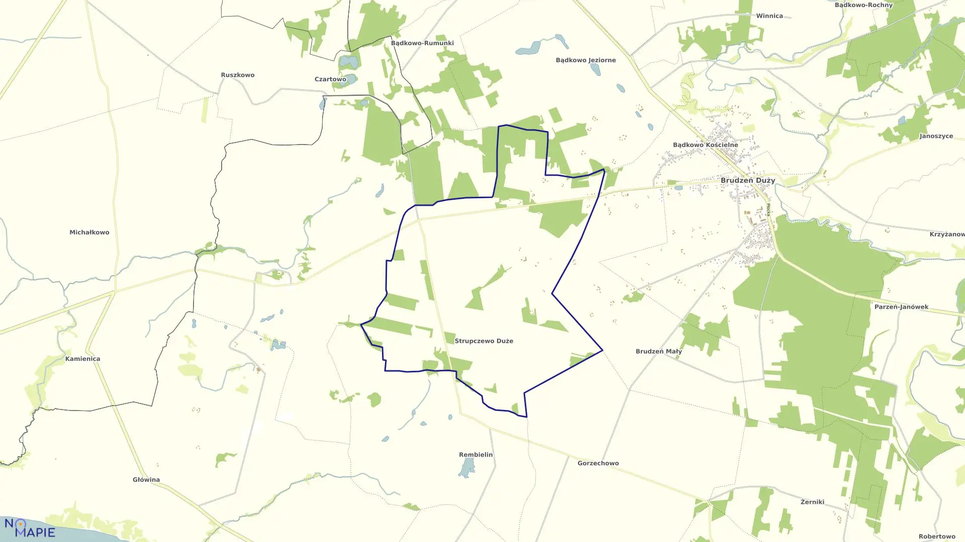 Mapa obrębu STRUPCZEWO w gminie Brudzeń Duży